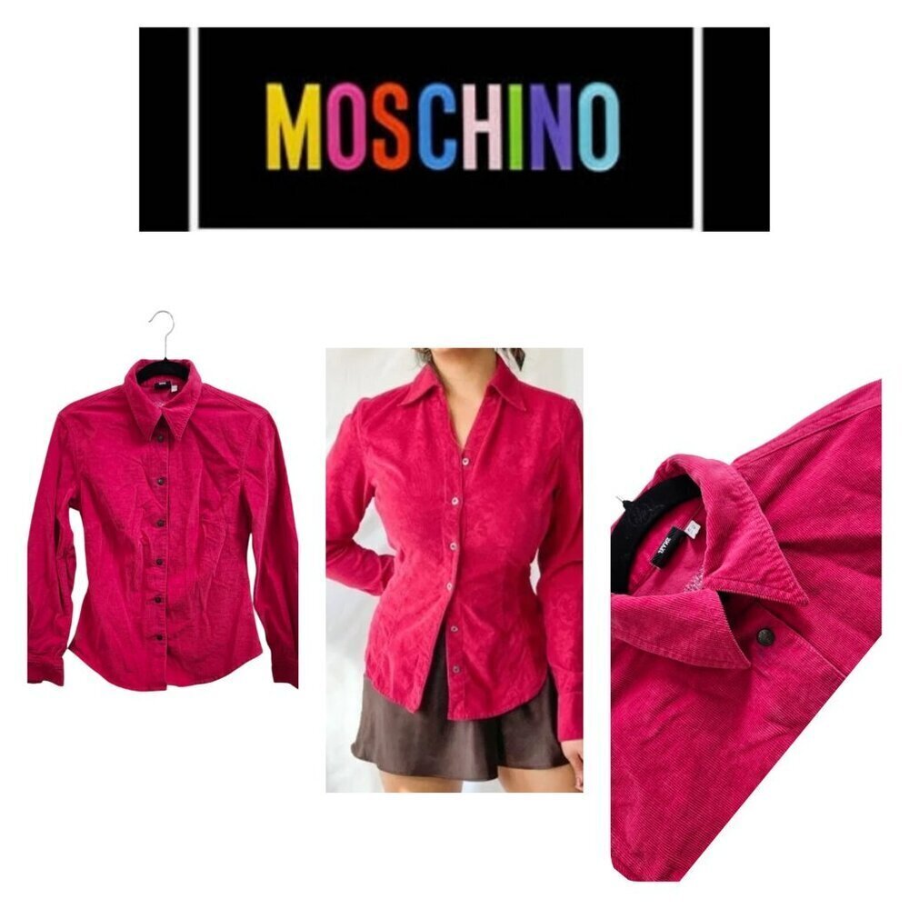 Moschino Jeans Long-sleeve corduroy Womens shirt Hot Pink Size 8